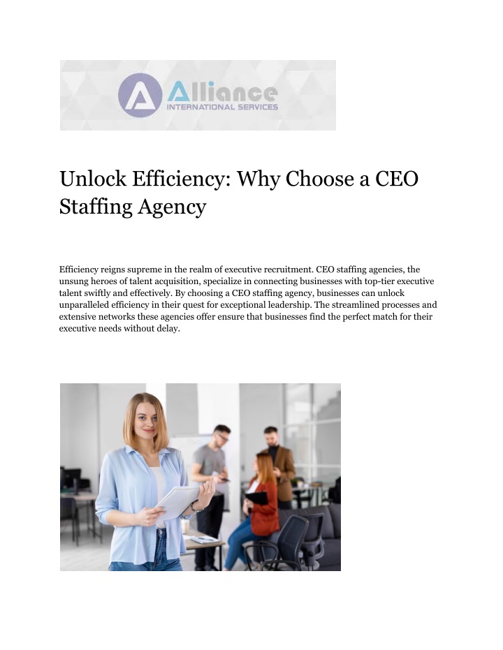 unlock efficiency why choose a ceo staffing agency n.w