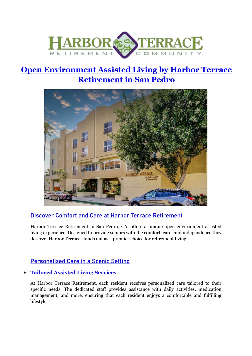 open environment assisted living by harbor l.w
