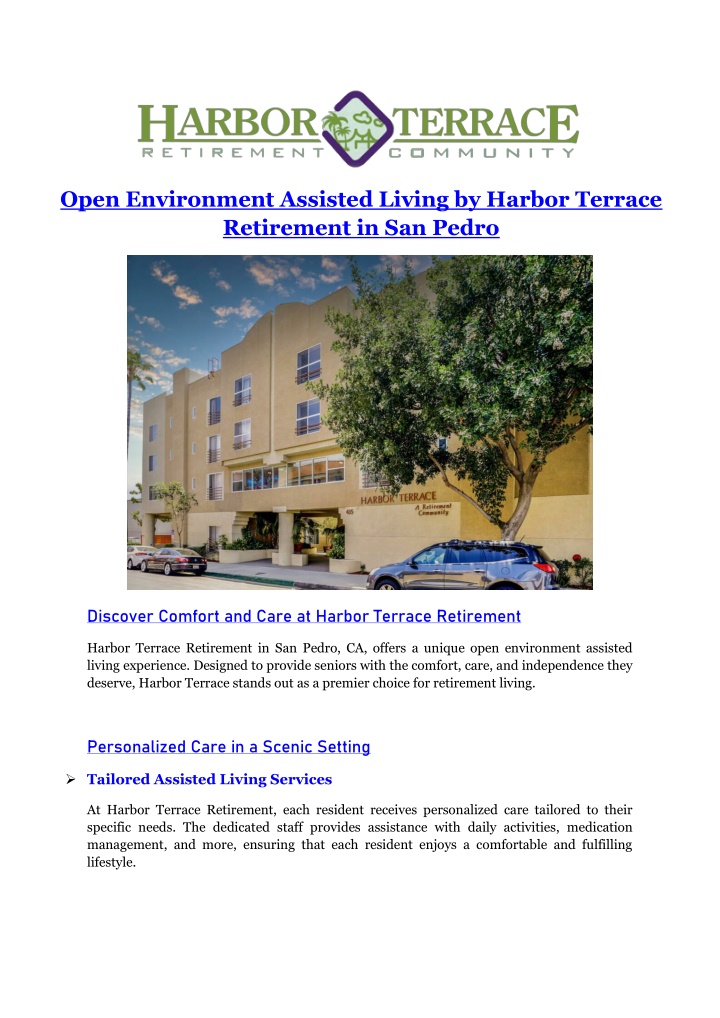 open environment assisted living by harbor n.w